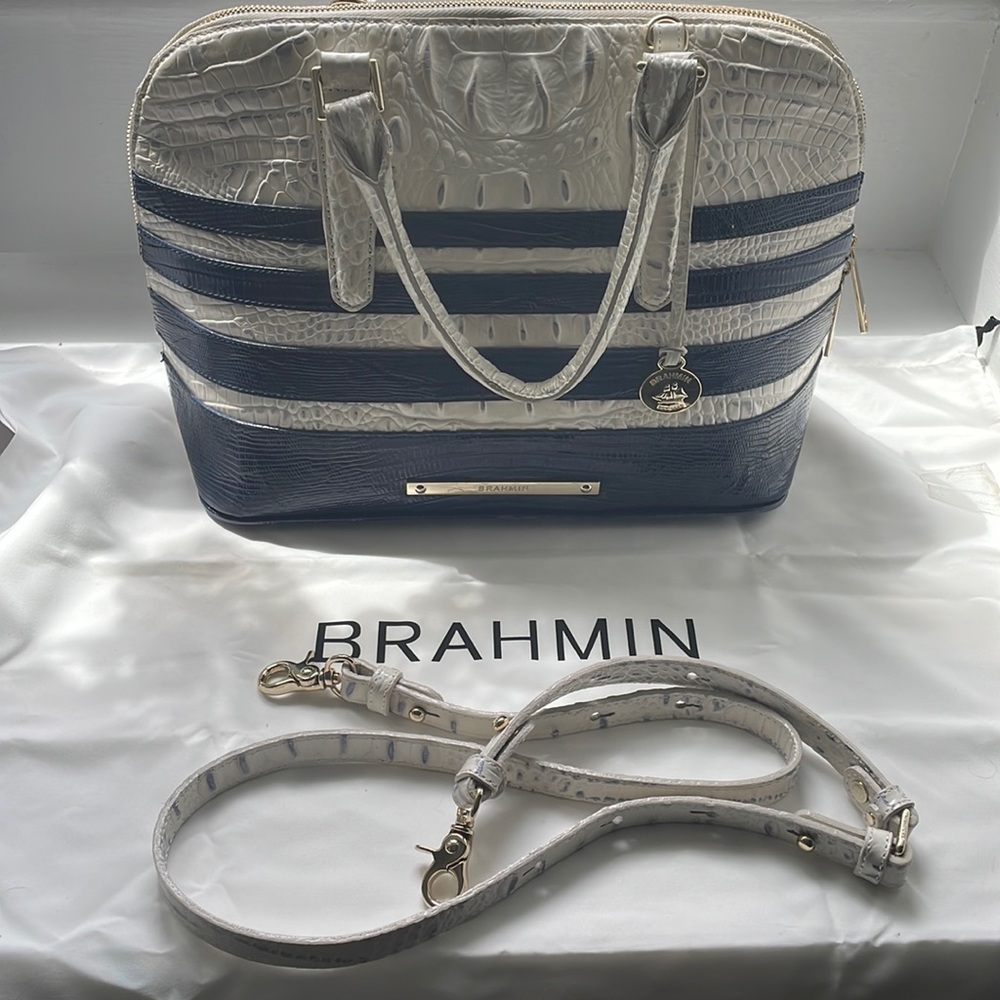 BRAHMIN Asher Suri White Corsica Purse Handbag Shoulder Bag Alligator Melbourne